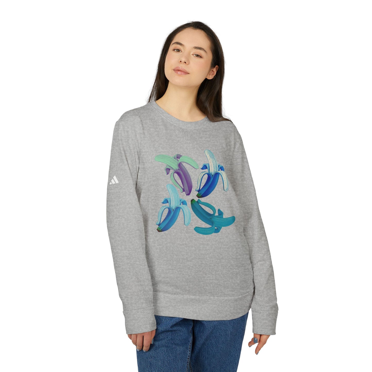 Banana Blue© Luxturnal© Adidas® Limited Unisex Super Soft Deluxe Cozy Fleece Crewneck Sweatshirt In Banana Butter