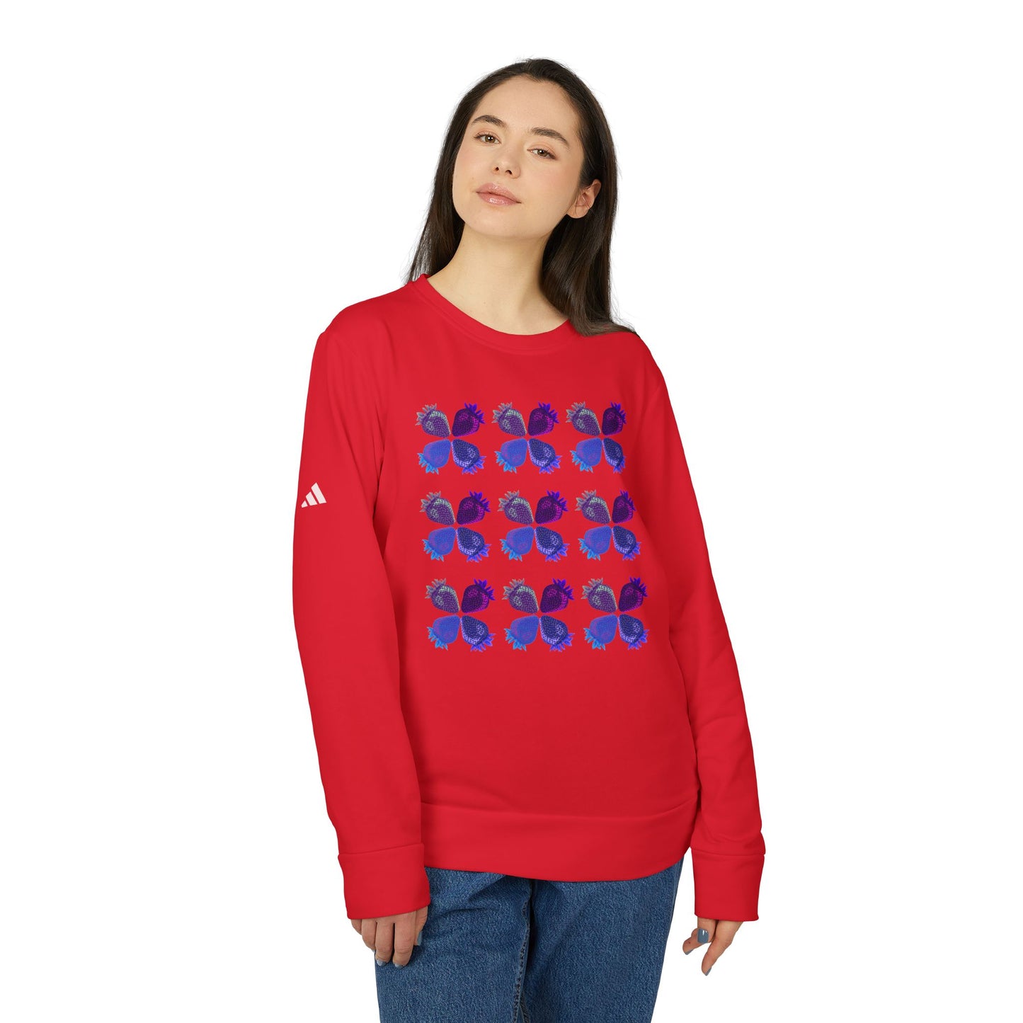 Concord Strawberry© Luxturnal© Adidas® Limited Edition Unisex Super Soft Deluxe Cozy Fleece Crewneck Sweatshirt In Spring Yatch Club