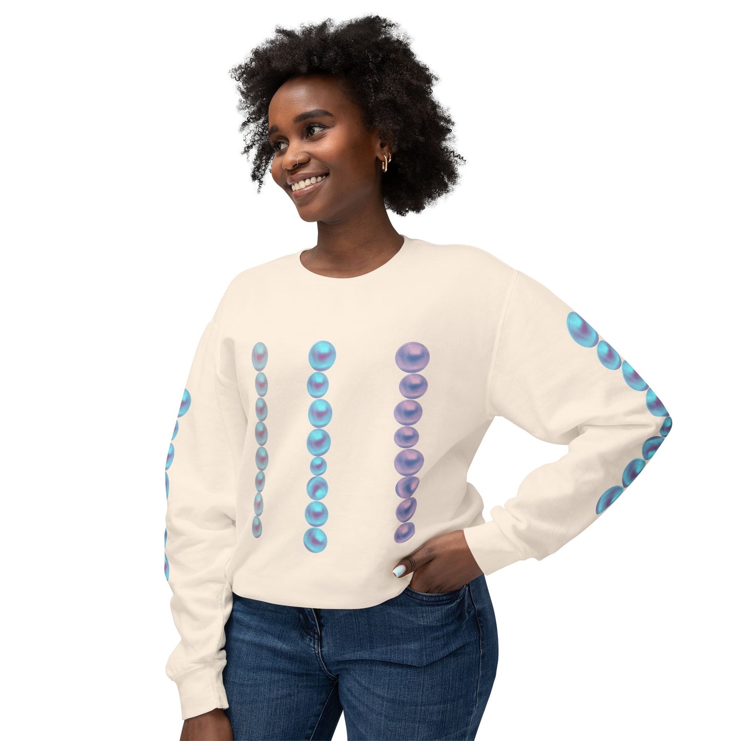 Posh Pearls© Deluxe American Made Comfort Relaxed Premium Cotton Lightweight Crewneck Sweatshirt Unisex