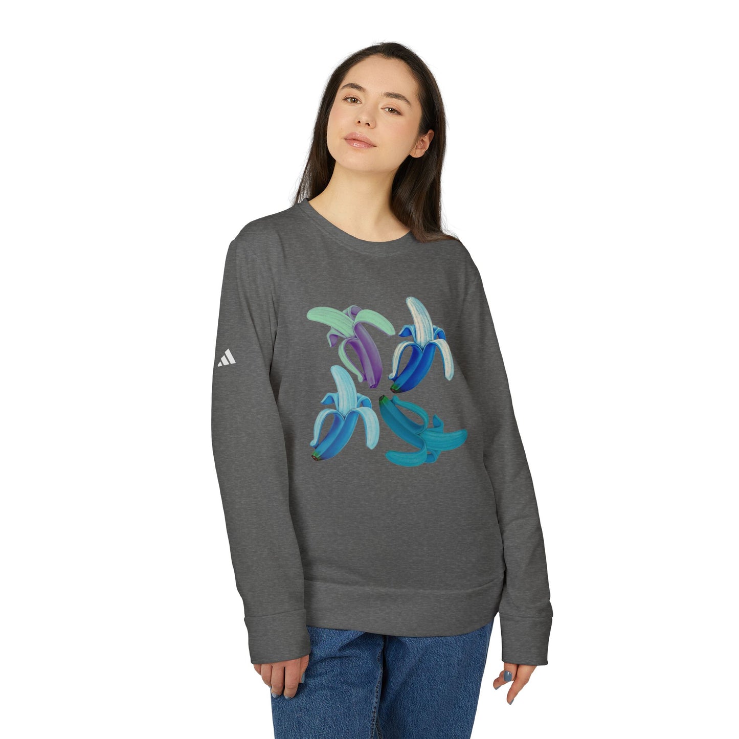 Banana Blue© Luxturnal© Adidas® Limited Unisex Super Soft Deluxe Cozy Fleece Crewneck Sweatshirt In Banana Butter