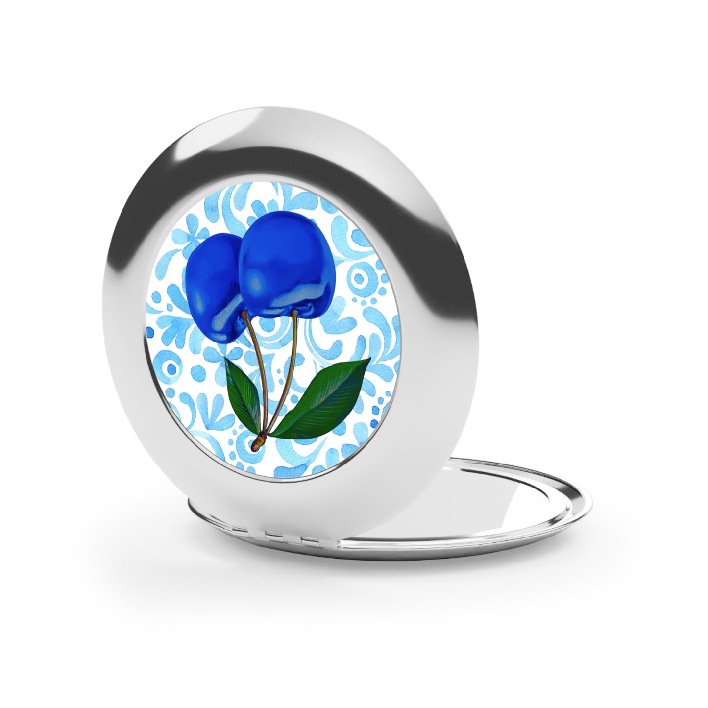 Blue Cherry© Look Great Deluxe Silver Brass International Posh Compact Travel Hard Wearing All Weather Mirror