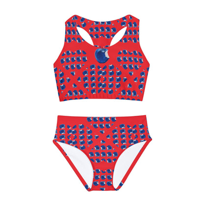 Apple Blue© It Girl Youth Star Active Flex Sports Comfort All Day Two Piece Swimsuit By American Boutique In Apple Pop