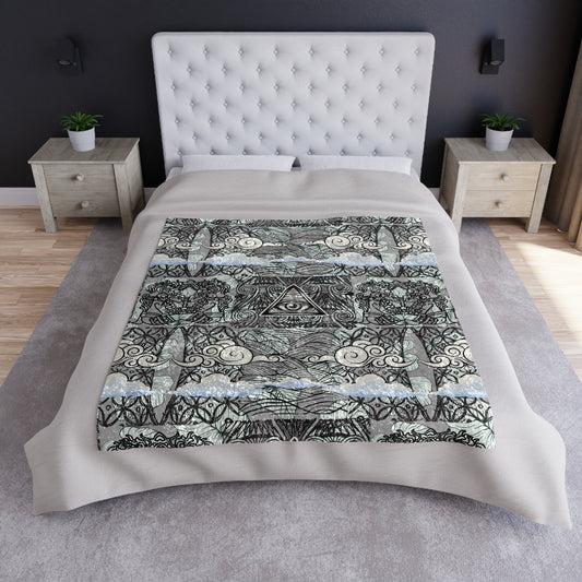 Eye Think© The Iconic Collection© Luxturnal© Zealand Super Chic Soft Premium Crushed Velvet Blanket In Fresh Bay Shell