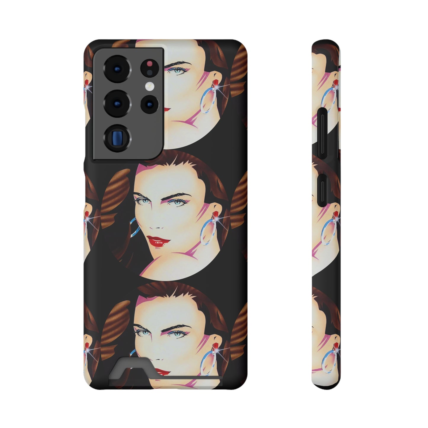 Lady Print© Limited Edition Slim Lightweight DuraFlex© Safe Impact Resistant Phone Case With Card Holder Compatible with iPhone 13, and Samsung Galaxy S21, S22 models