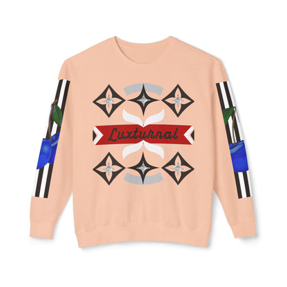 Luxturnal Posh© Deluxe American Made Comfort Relaxed Premium Cotton Lightweight Crewneck Sweatshirt Unisex In Paparazzi