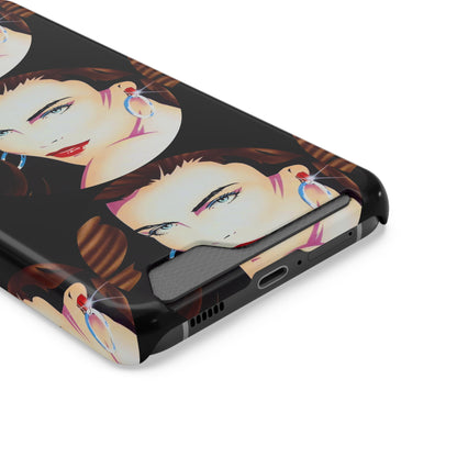 Lady Print© Limited Edition Slim Lightweight DuraFlex© Safe Impact Resistant Phone Case With Card Holder Compatible with iPhone 13, and Samsung Galaxy S21, S22 models