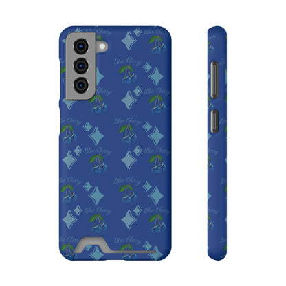 Blue Cherry© Limited Edition Slim Lightweight DuraFlex© Safe Impact Resistant Phone Case With Card Holder Compatible with iPhone 13, and Samsung Galaxy S21, S22 models