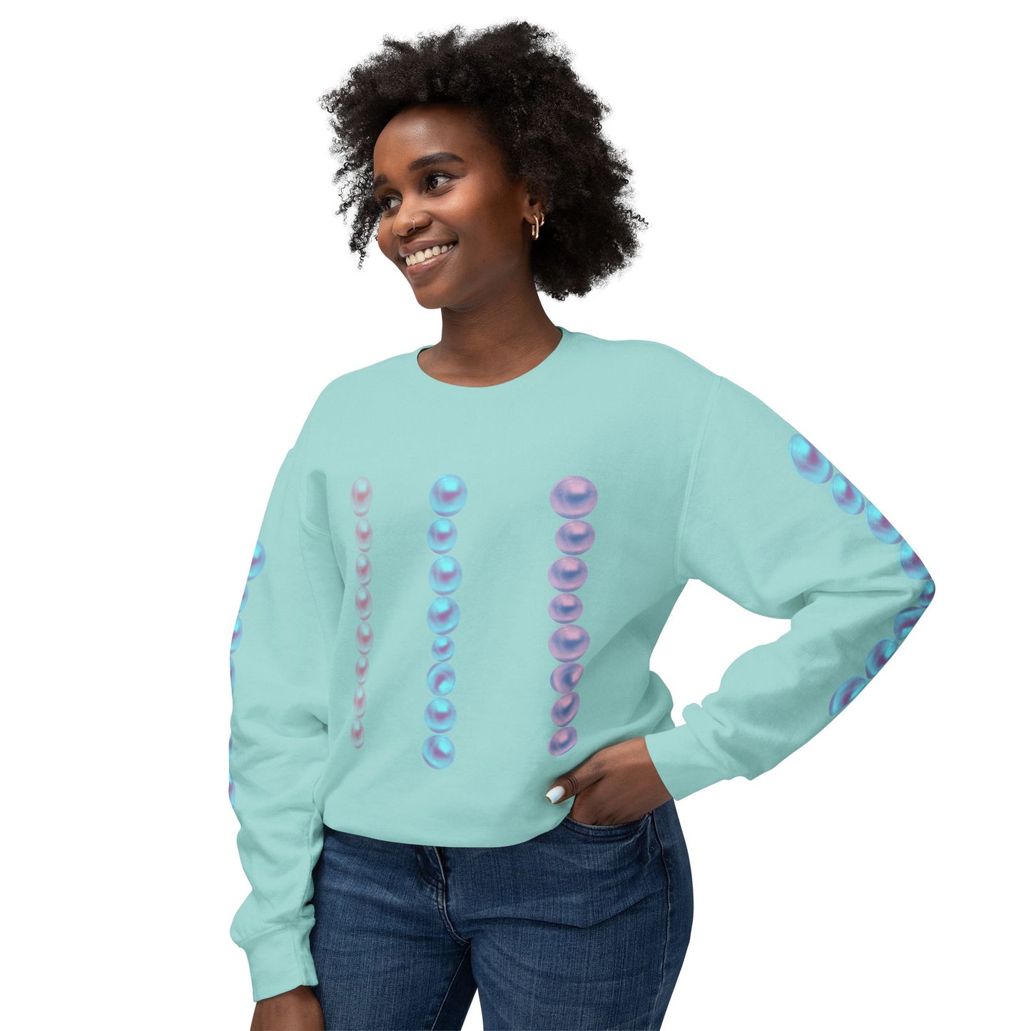 Posh Pearls© Deluxe American Made Comfort Relaxed Premium Cotton Lightweight Crewneck Sweatshirt Unisex