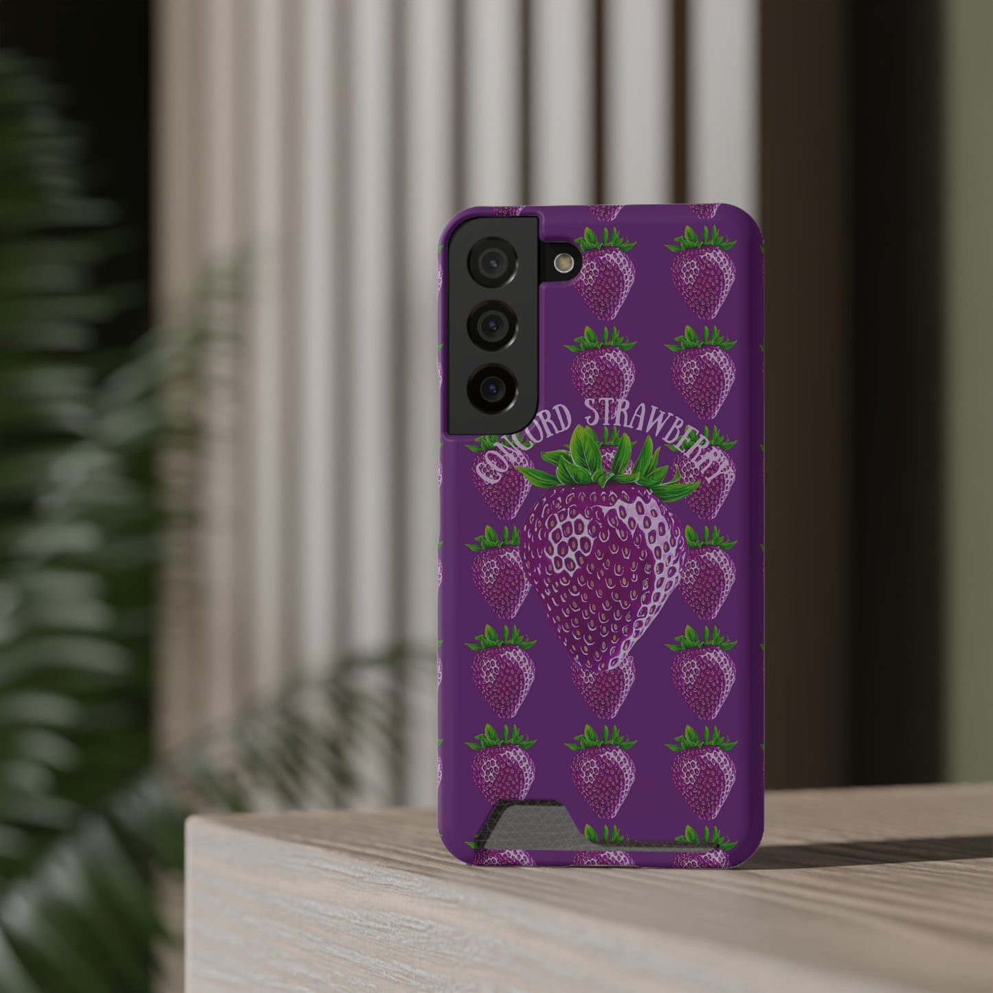 Concord Strawberry© Limited Edition Slim Lightweight DuraFlex© Safe Impact Resistant Phone Case With Card Holder Compatible with iPhone 13, and Samsung Galaxy S21, S22 models