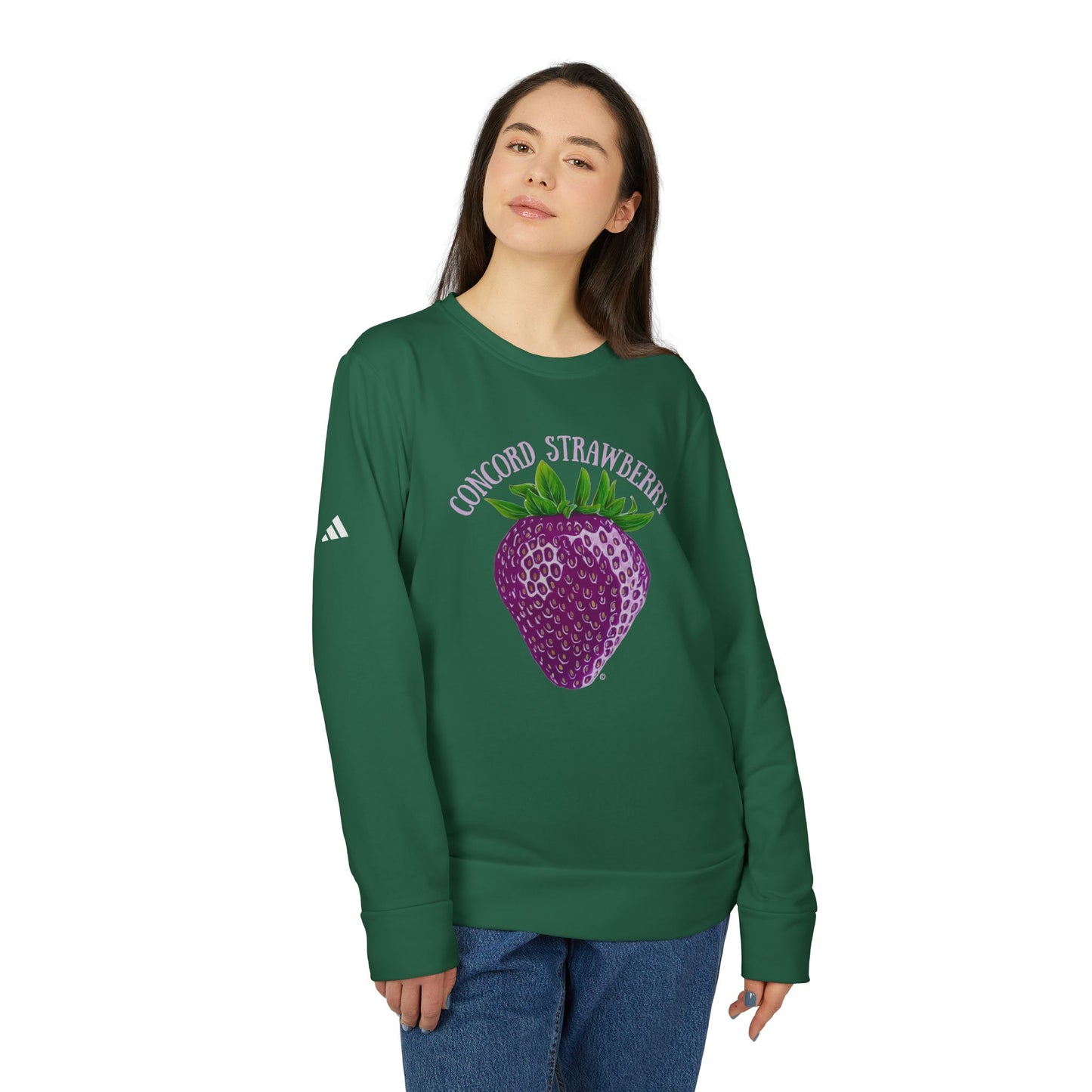 Concord Strawberry© Luxturnal© Adidas® Unisex Super Soft Deluxe Cozy Fleece Crewneck Sweatshirt