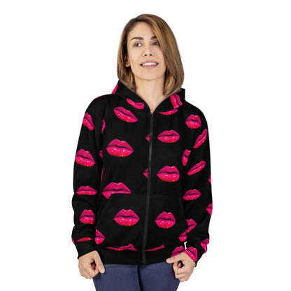 Lip Drip© Limited Edition Simple Soft And Comfort Deluxe Premium Unisex Zip Hoodie In Oh Your Juicy Lips Up To 2XL