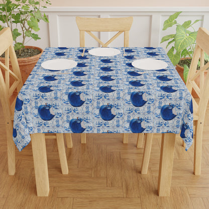 Apple Blue© Limited Edition Pop Deluxe Design Posh Soft And Light Tablecloth Dutch Apple Celebration Blue/White