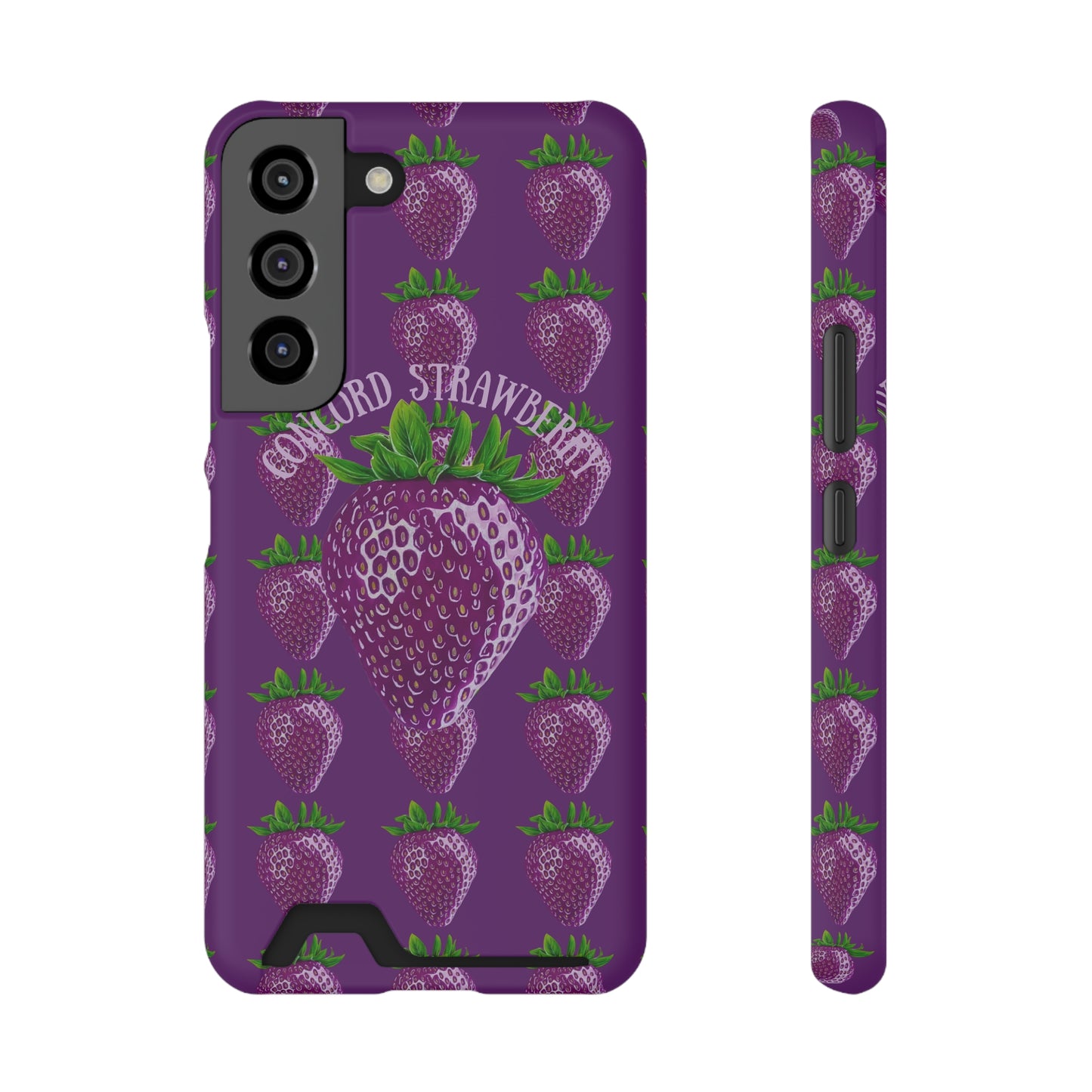 Concord Strawberry© Limited Edition Slim Lightweight DuraFlex© Safe Impact Resistant Phone Case With Card Holder Compatible with iPhone 13, and Samsung Galaxy S21, S22 models