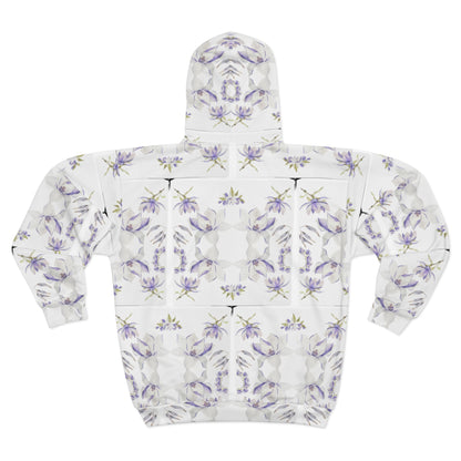 Princess Goddess© Limited Edition Simple Soft And Comfort Deluxe Premium Unisex Zip Hoodie In Blank Beauty Lavender White Flower Passion Up To 2XL