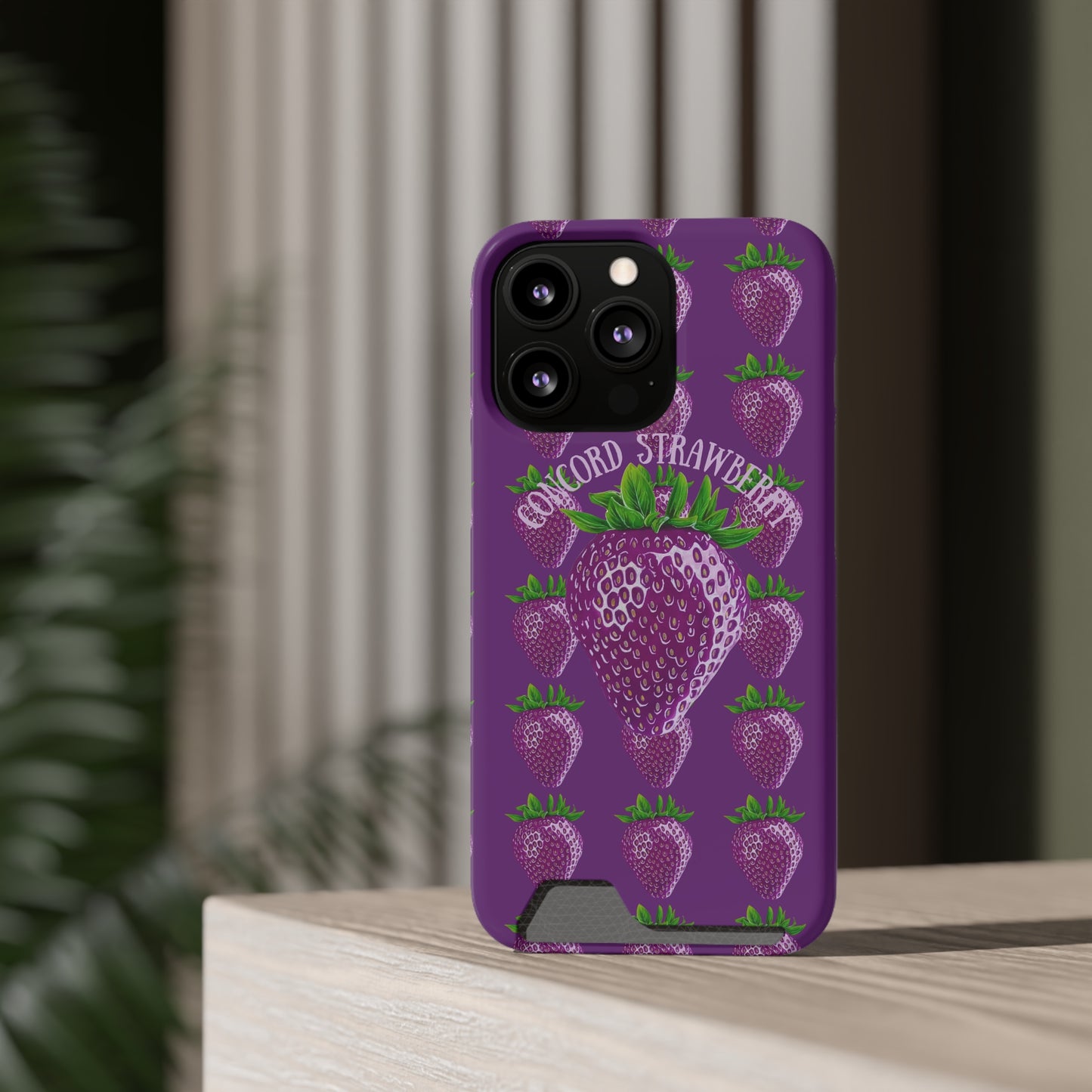 Concord Strawberry© Limited Edition Slim Lightweight DuraFlex© Safe Impact Resistant Phone Case With Card Holder Compatible with iPhone 13, and Samsung Galaxy S21, S22 models