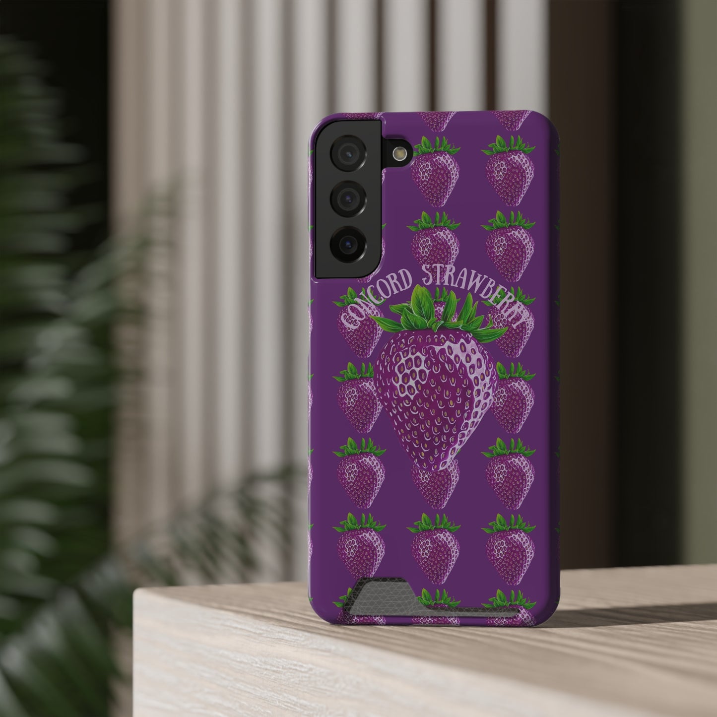 Concord Strawberry© Limited Edition Slim Lightweight DuraFlex© Safe Impact Resistant Phone Case With Card Holder Compatible with iPhone 13, and Samsung Galaxy S21, S22 models