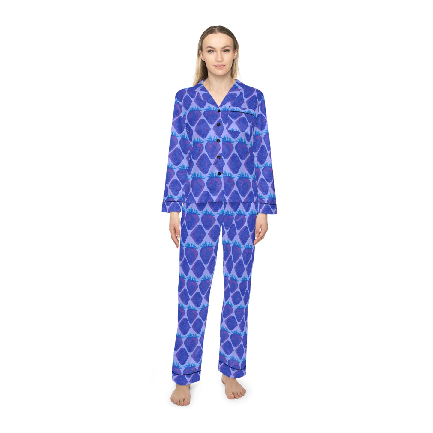 Concord Strawberry© Women's European Silk Boutique Super Luxurious Premium Royal Satin Pajamas In Miami Vice