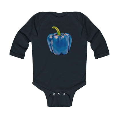 Pepper Blue© Super Soft Infant Long Sleeve Bodysuit 100% Deluxe Premium Cotton From American Boutique