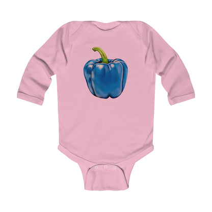 Pepper Blue© Super Soft Infant Long Sleeve Bodysuit 100% Deluxe Premium Cotton From American Boutique