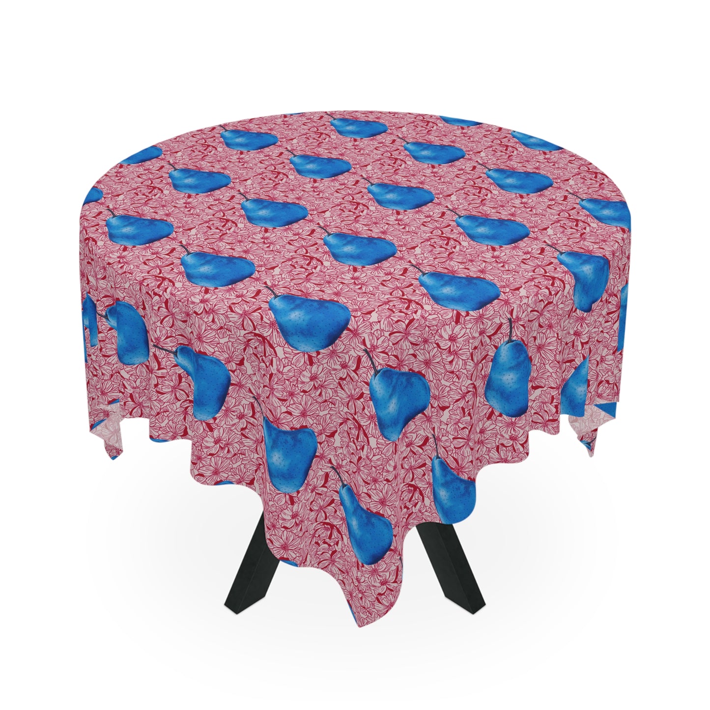 Pear Blue© Limited Edition Pop Deluxe Design Posh Soft And Light Tablecloth In Red White And Pearfect