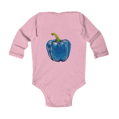 Pepper Blue© Super Soft Infant Long Sleeve Bodysuit 100% Deluxe Premium Cotton From American Boutique