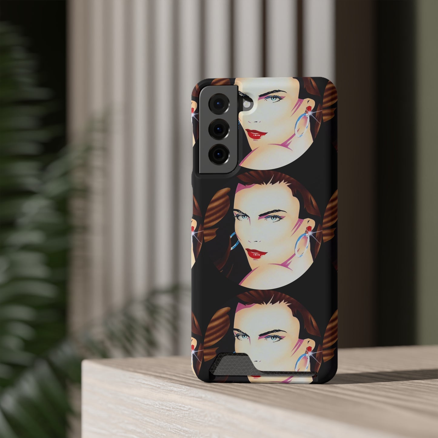 Lady Print© Limited Edition Slim Lightweight DuraFlex© Safe Impact Resistant Phone Case With Card Holder Compatible with iPhone 13, and Samsung Galaxy S21, S22 models