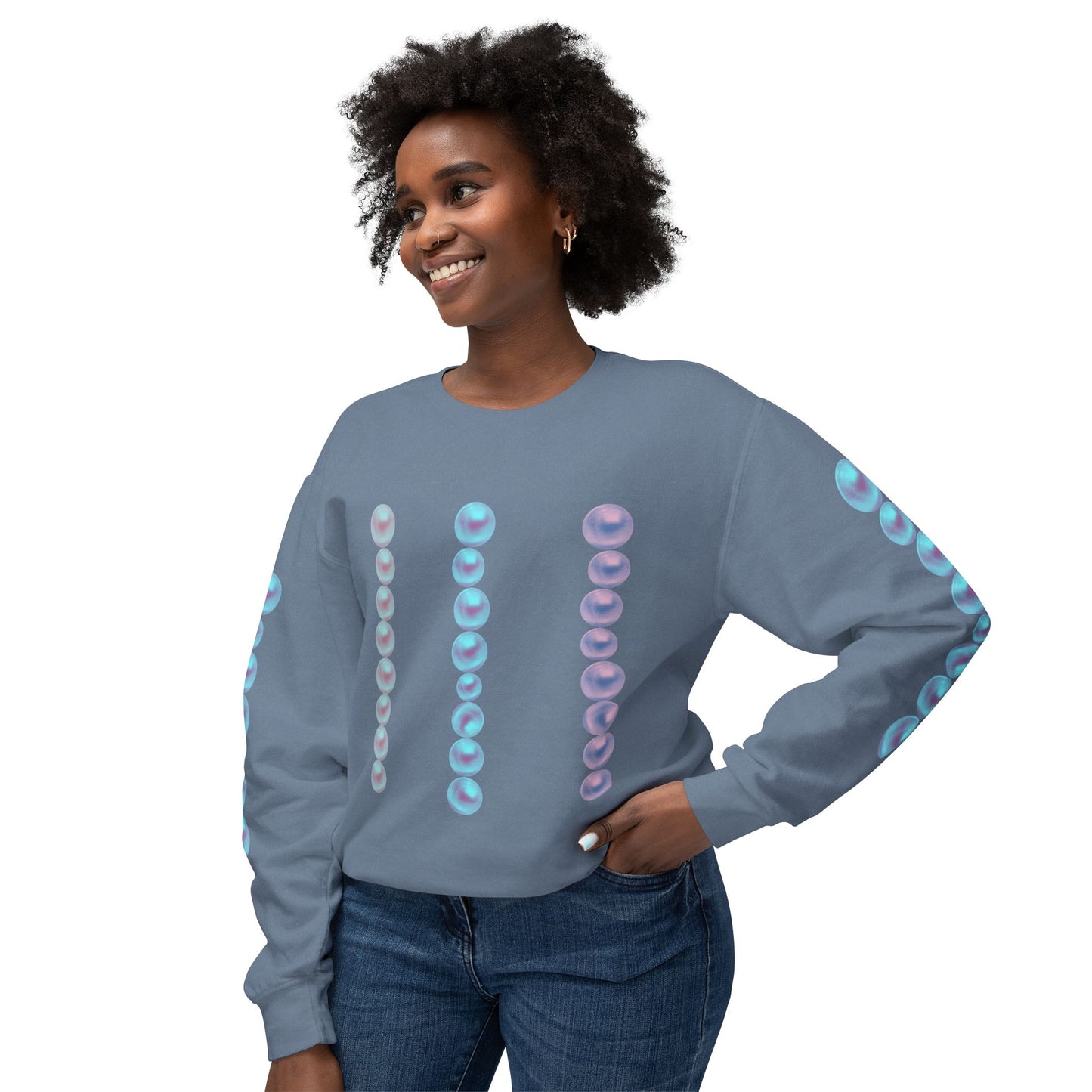 Posh Pearls© Deluxe American Made Comfort Relaxed Premium Cotton Lightweight Crewneck Sweatshirt Unisex