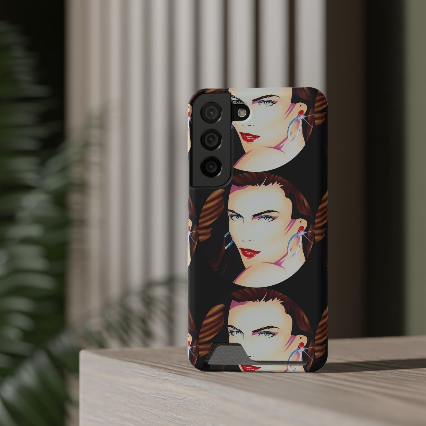 Lady Print© Limited Edition Slim Lightweight DuraFlex© Safe Impact Resistant Phone Case With Card Holder Compatible with iPhone 13, and Samsung Galaxy S21, S22 models