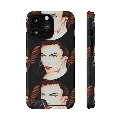 Lady Print© Limited Edition Slim Lightweight DuraFlex© Safe Impact Resistant Phone Case With Card Holder Compatible with iPhone 13, and Samsung Galaxy S21, S22 models