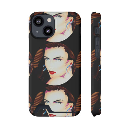 Lady Print© Limited Edition Slim Lightweight DuraFlex© Safe Impact Resistant Phone Case With Card Holder Compatible with iPhone 13, and Samsung Galaxy S21, S22 models