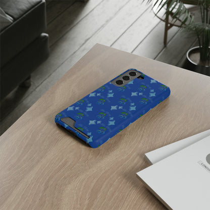 Blue Cherry© Limited Edition Slim Lightweight DuraFlex© Safe Impact Resistant Phone Case With Card Holder Compatible with iPhone 13, and Samsung Galaxy S21, S22 models