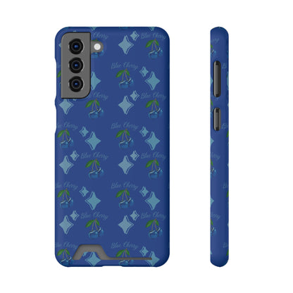 Blue Cherry© Limited Edition Slim Lightweight DuraFlex© Safe Impact Resistant Phone Case With Card Holder Compatible with iPhone 13, and Samsung Galaxy S21, S22 models