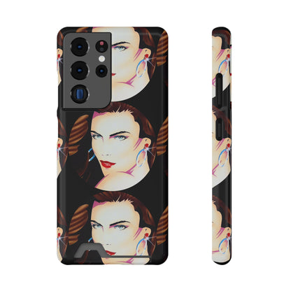 Lady Print© Limited Edition Slim Lightweight DuraFlex© Safe Impact Resistant Phone Case With Card Holder Compatible with iPhone 13, and Samsung Galaxy S21, S22 models