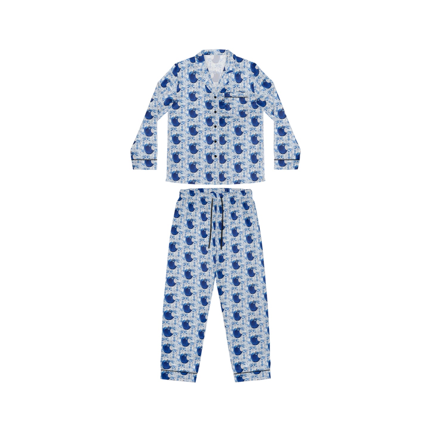 Apple Blue© Women's European Silk Boutique Super Luxurious Premium Royal Satin Pajamas In Swiss Chalet