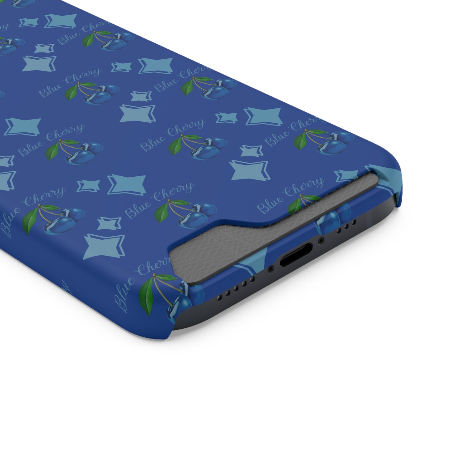 Blue Cherry© Limited Edition Slim Lightweight DuraFlex© Safe Impact Resistant Phone Case With Card Holder Compatible with iPhone 13, and Samsung Galaxy S21, S22 models