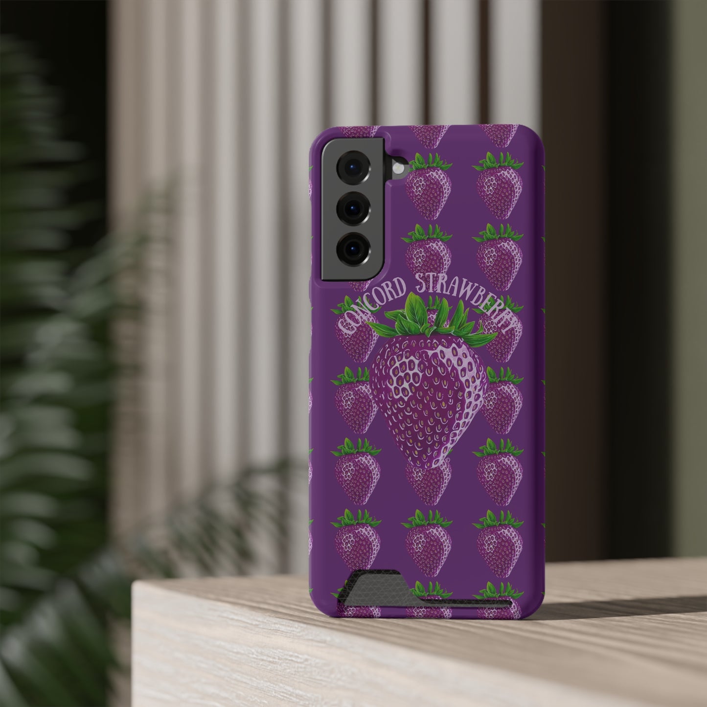 Concord Strawberry© Limited Edition Slim Lightweight DuraFlex© Safe Impact Resistant Phone Case With Card Holder Compatible with iPhone 13, and Samsung Galaxy S21, S22 models