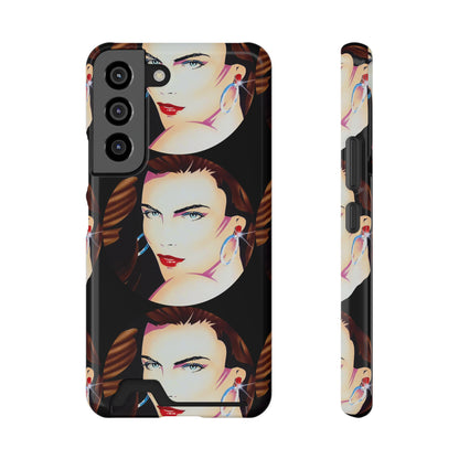 Lady Print© Limited Edition Slim Lightweight DuraFlex© Safe Impact Resistant Phone Case With Card Holder Compatible with iPhone 13, and Samsung Galaxy S21, S22 models