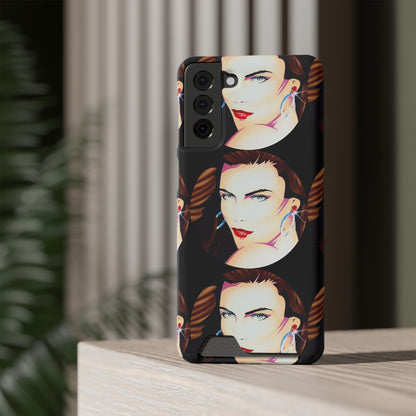 Lady Print© Limited Edition Slim Lightweight DuraFlex© Safe Impact Resistant Phone Case With Card Holder Compatible with iPhone 13, and Samsung Galaxy S21, S22 models