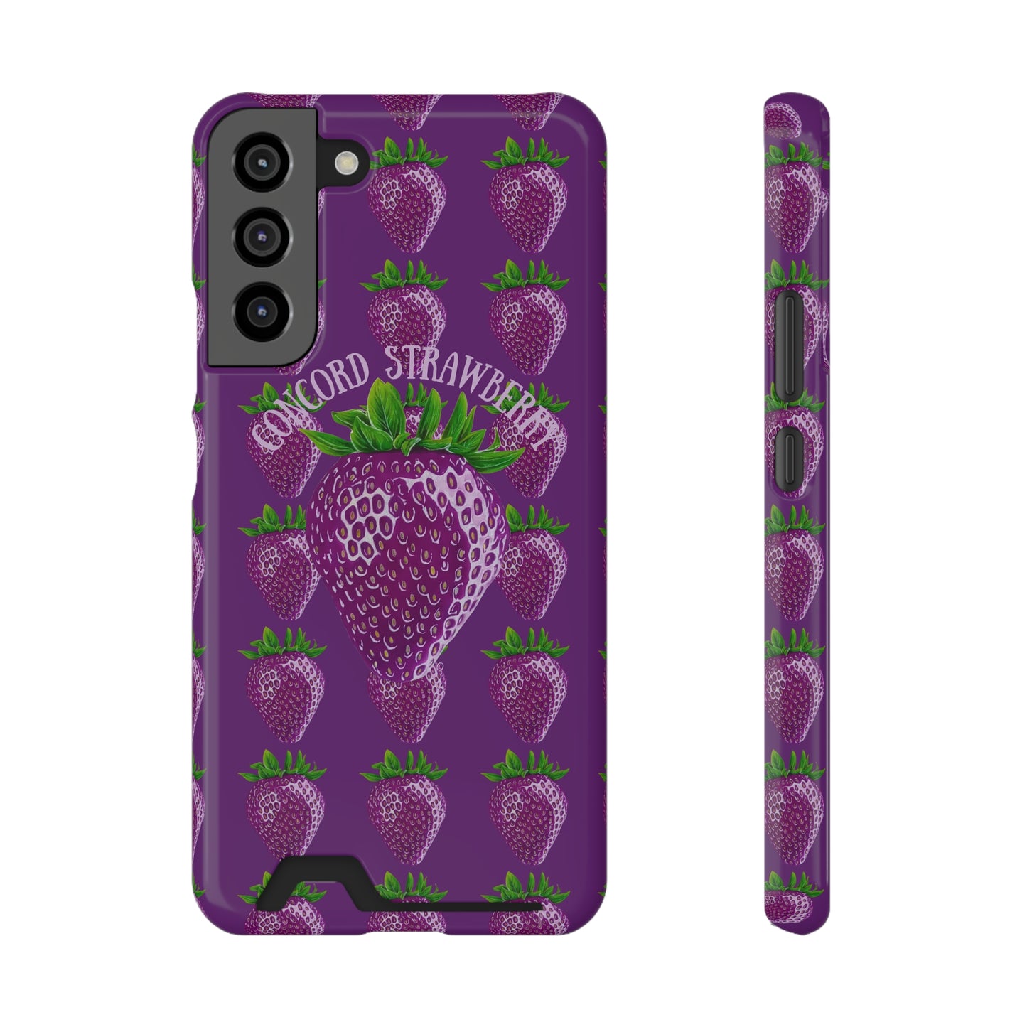 Concord Strawberry© Limited Edition Slim Lightweight DuraFlex© Safe Impact Resistant Phone Case With Card Holder Compatible with iPhone 13, and Samsung Galaxy S21, S22 models