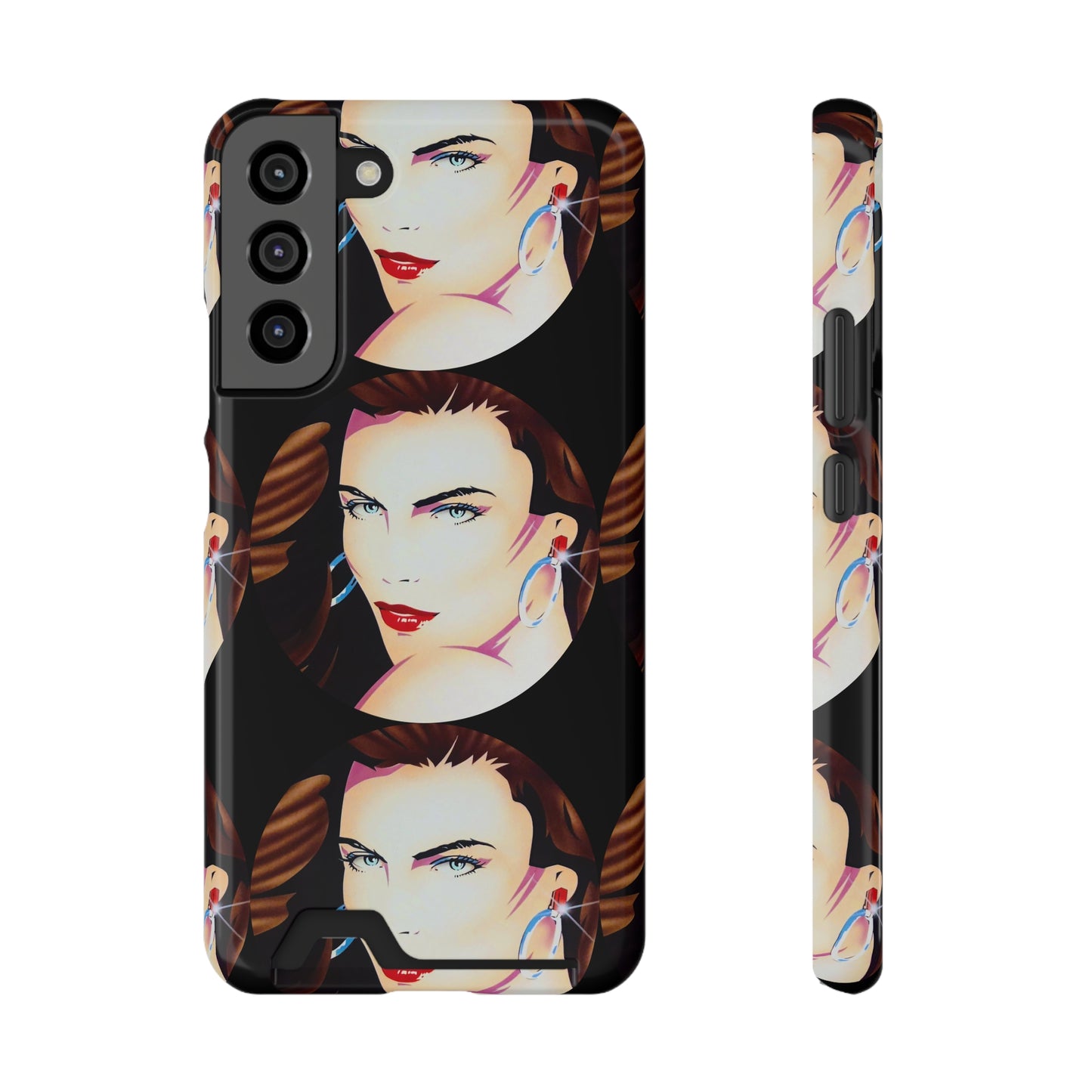 Lady Print© Limited Edition Slim Lightweight DuraFlex© Safe Impact Resistant Phone Case With Card Holder Compatible with iPhone 13, and Samsung Galaxy S21, S22 models