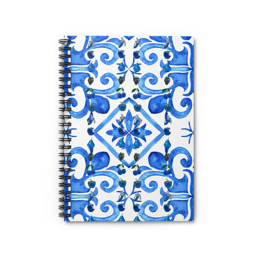 Fruit Bowl In Blue© Always Perfect Simply Sweet Spiral Notebook - Rule Lined