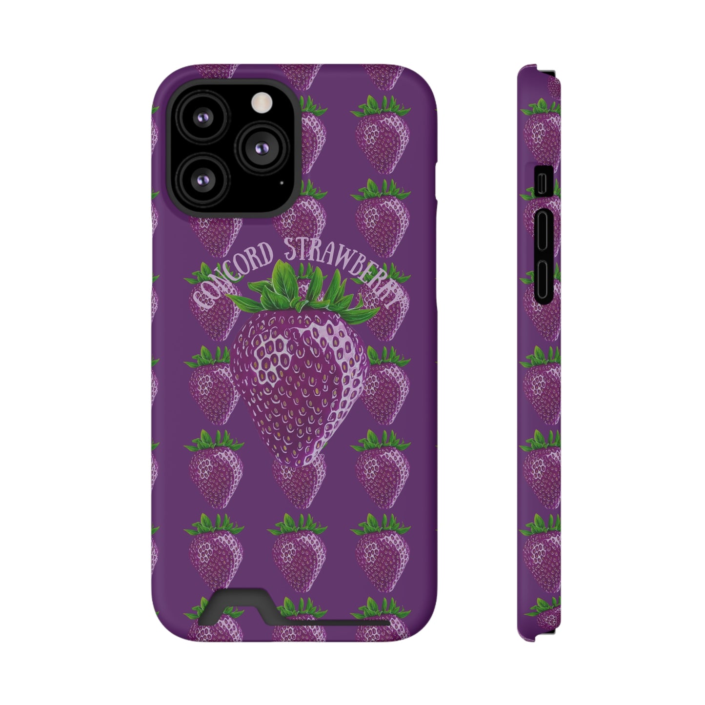 Concord Strawberry© Limited Edition Slim Lightweight DuraFlex© Safe Impact Resistant Phone Case With Card Holder Compatible with iPhone 13, and Samsung Galaxy S21, S22 models