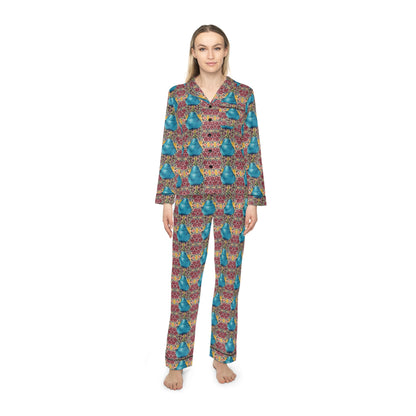 Pear Blue© Women's European Silk Boutique Super Luxurious Premium Royal Satin Pajamas In French Burgundy Rose