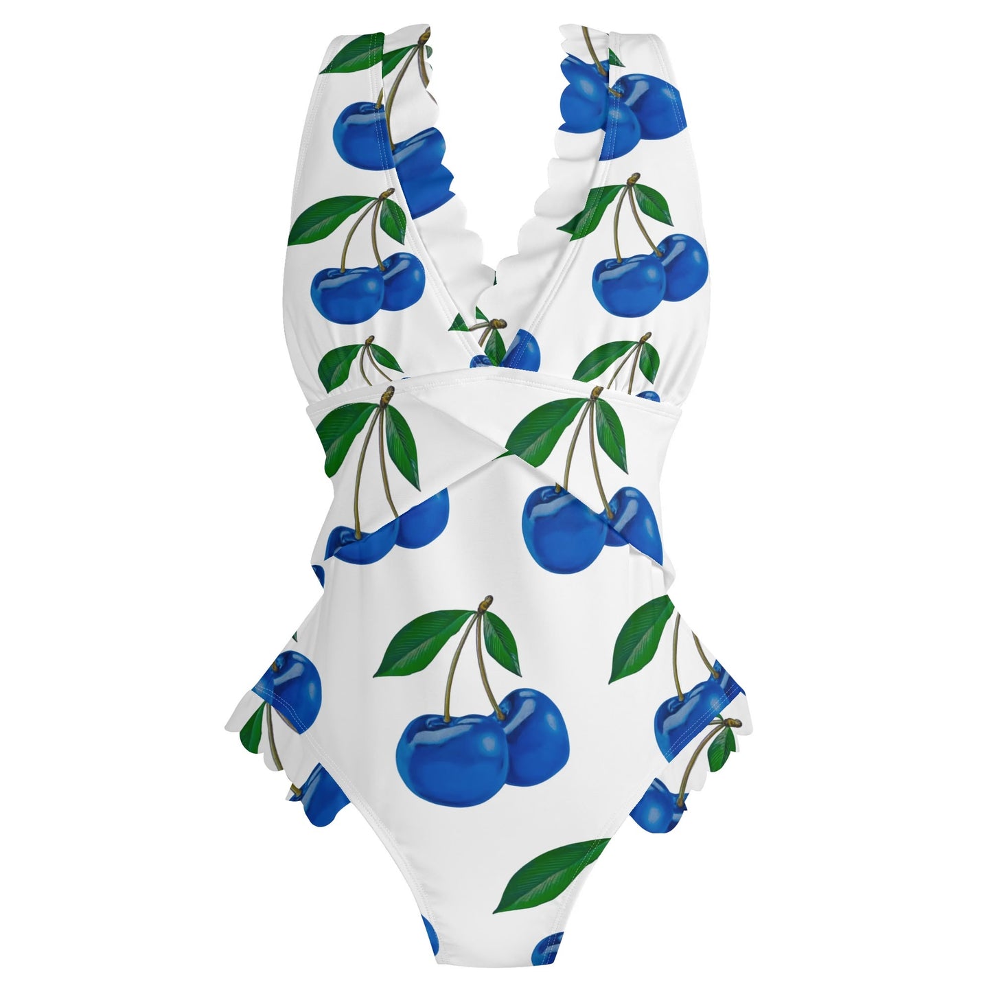 Blue Cherry© Super Sport Women's Ruffle Edge Cross-Front One Piece Swimsuit Bathing Suit