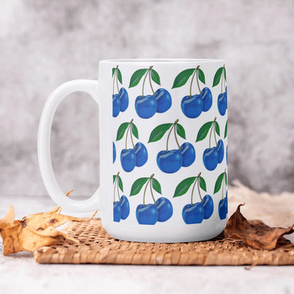 Blue Cherry© White Glossy Mug (15 oz)