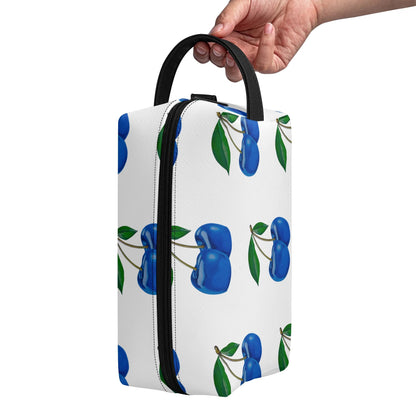 Blue Cherry© Travel PU Leather Toilettrie Bag Makeup Cosmetics Organizer