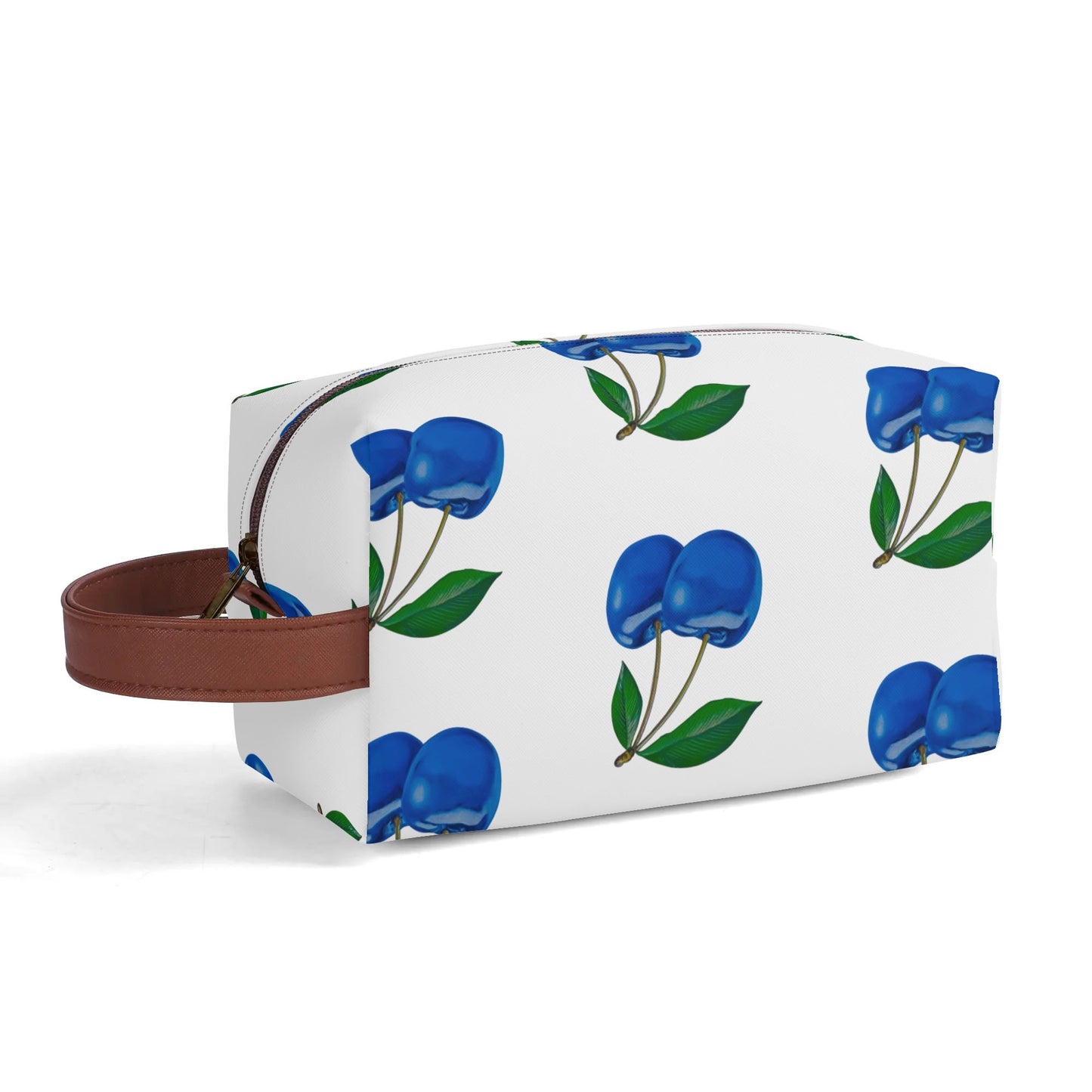 Blue Cherry© Travel PU Leather Toilettrie Bag Makeup Cosmetics Organizer