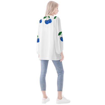 Blue Cherry© Women's Puffy Long-sleeve Chiffon Blouse