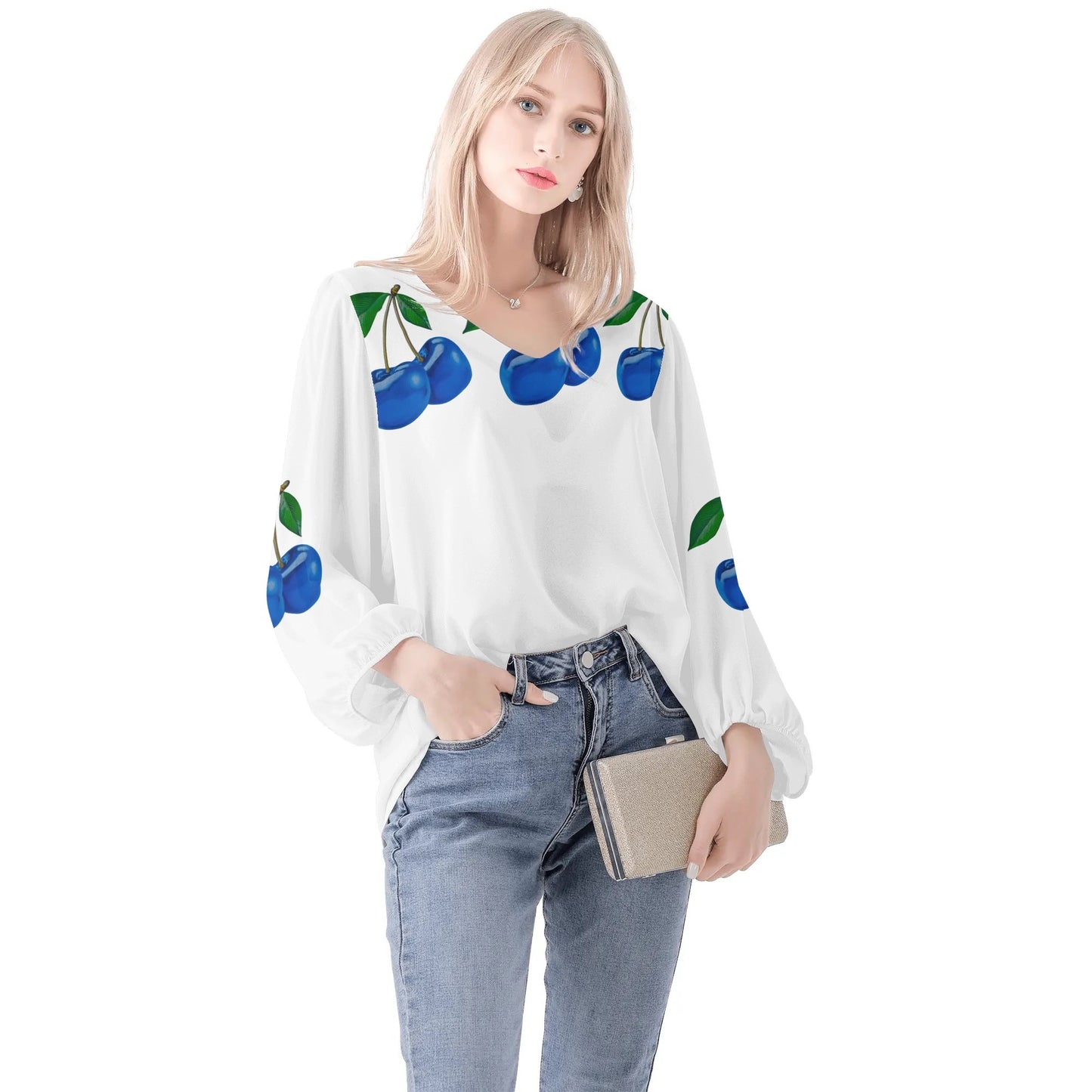 Blue Cherry© Women's Puffy Long-sleeve Chiffon Blouse