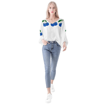 Blue Cherry© Women's Puffy Long-sleeve Chiffon Blouse